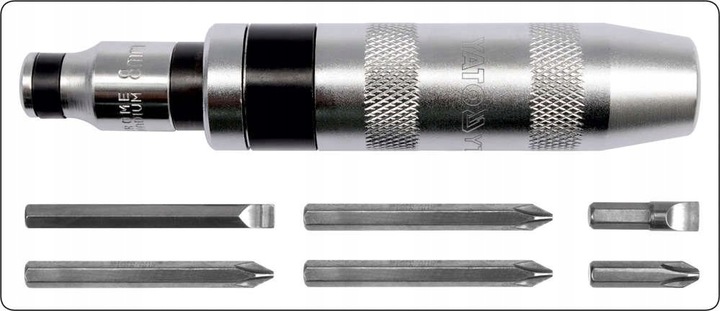 YATO METALOWY WKRĘTAK UDAROWY WYMIENNE KOŃCÓWKI + 6 BITÓW YT-2802 ETUI
