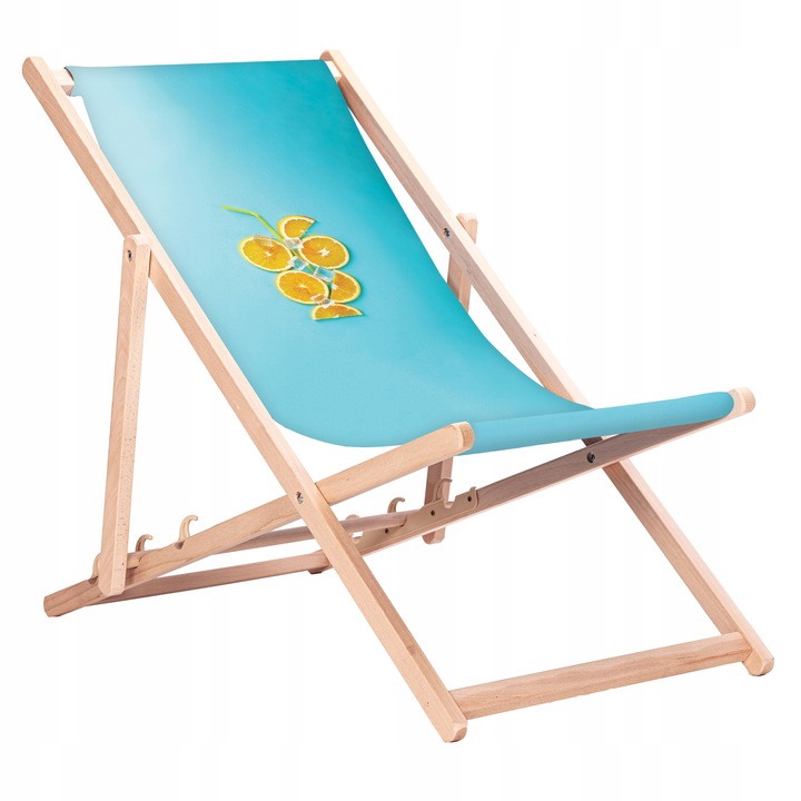 Leżak Drewniany Plażowy z Nadrukami Tukany Bukowe Leżaki KN140
