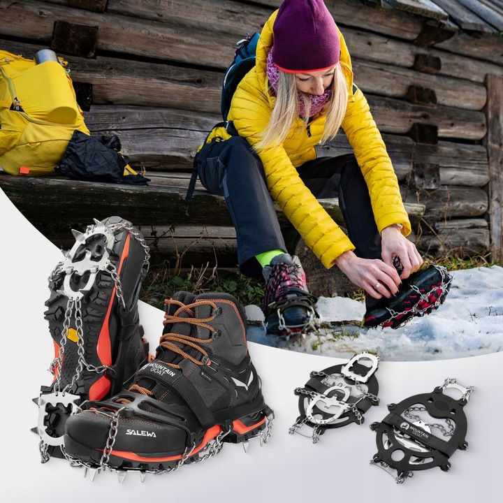 RACZKI NA BUTY TURYSTYCZNE TREKKINGOWE GÓRSKIE Z KOLCAMI ŁAŃCUCHY PREMIUM L