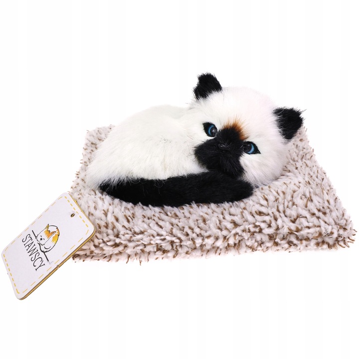 REALISTYCZNY KOTEK ŚPIĄCY NA PODUSZCE jak żywy MIAUCZĄCY figurka PREZENT