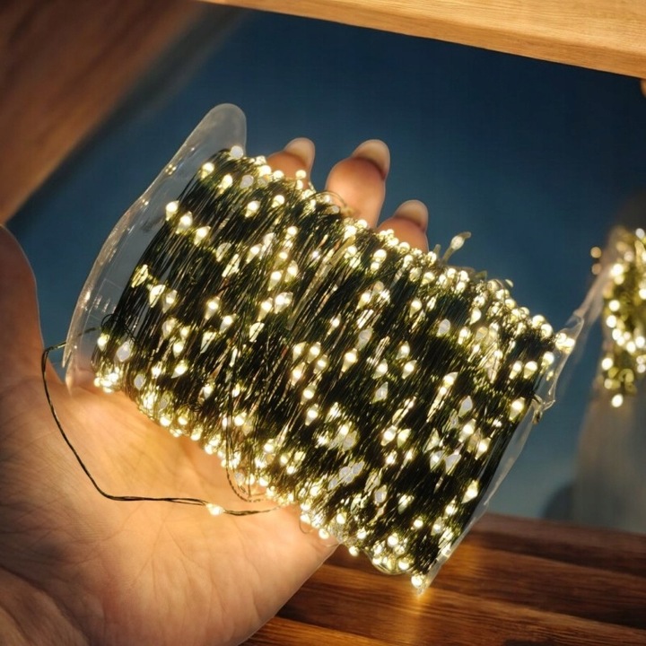 LAMPKI CHOINKOWE Świąteczne 1000 LED Ciepłe Białe 100m Drucik Szpula USB