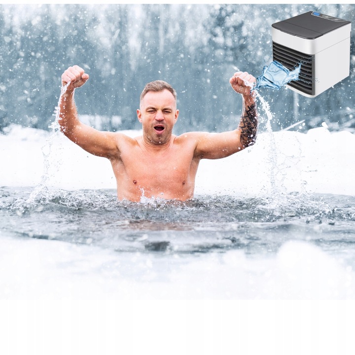 PRZENOŚNY MAŁY KLIMATYZER USB NA WODĘ i LÓD 3W1 KLIMATOR DO DOMU WENTYLATOR
