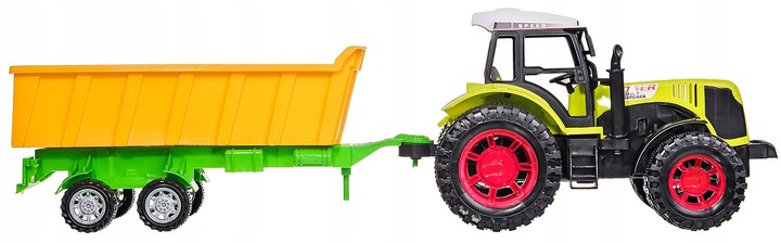 TRAKTOR Z PRZYCZEPĄ WYWROTKA ZABAWKA CIĄGNIK Z NAPĘDEM DLA DZIECI DUŻY 53CM