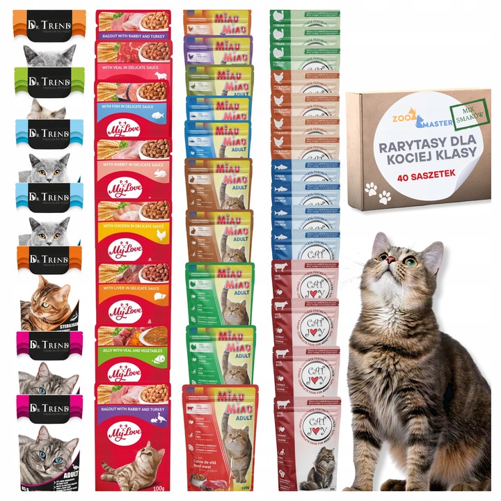 Karma mokra dla kota Saszetka Mix Smaków RARYTASY DLA KOCIEJ KLASY 40 szt