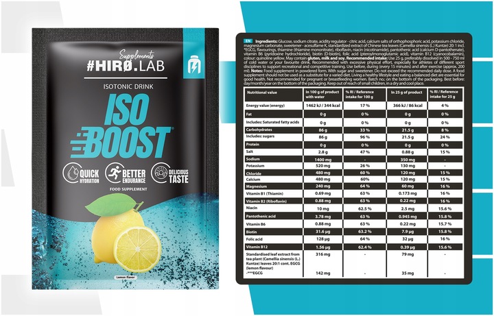 IZOTONIK ISO KONCENTRAT NAWODNIENIE ELEKTROLITY cytryna 25x 25 g box zestaw