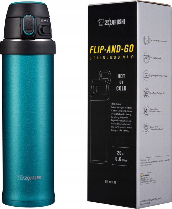 Kubek termiczny Zojirushi Flip And Go turkusowy 600 ml