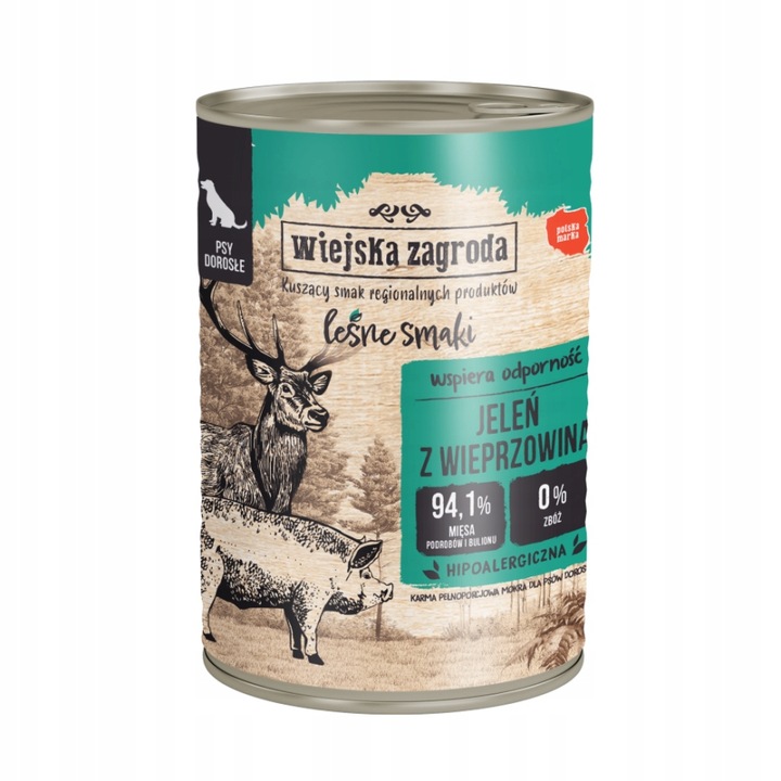 WIEJSKA ZAGRODA MOKRA KARMA DLA PSA LEŚNE SMAKI BOGATY MIX SMAKÓW 5 X 400 G