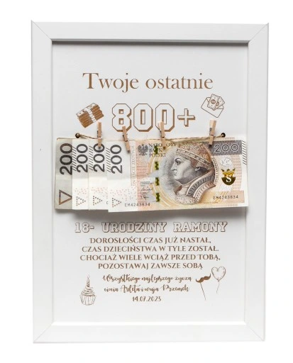 RAMKA prezent 18 URODZINY widzisz TWOJE ostatnie 800+ plus