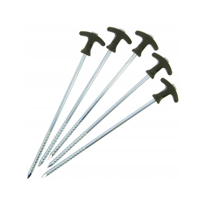 Śledzie do Namiotu 30cm Długie NGT Szpilki Wkręcane Wojskowe Kotwy Metalowe