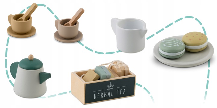 Drewniany serwis kawowy dla dzieci zestaw do kawy i herbaty zabawki Nukido