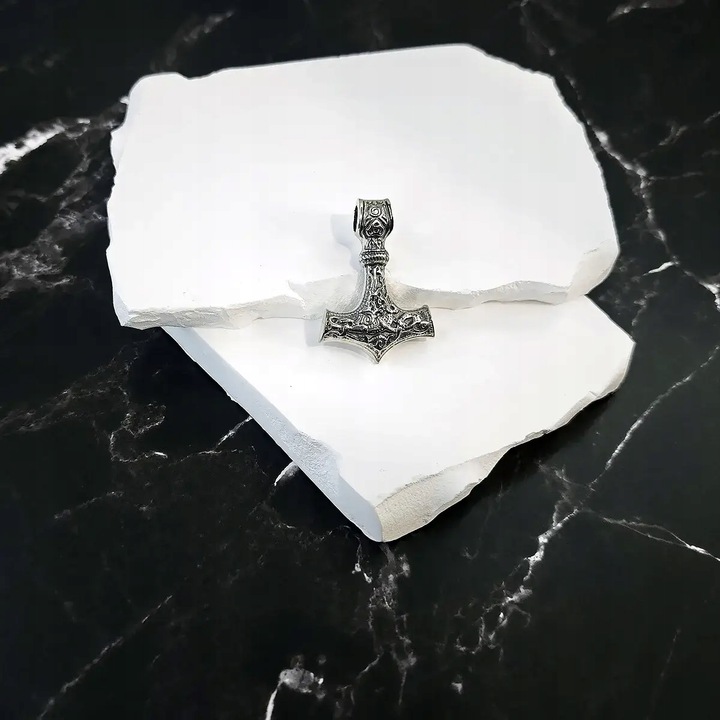 Młot Thora Wisior srebrny oksydowany zawieszka młot thora duża 27g ciężka