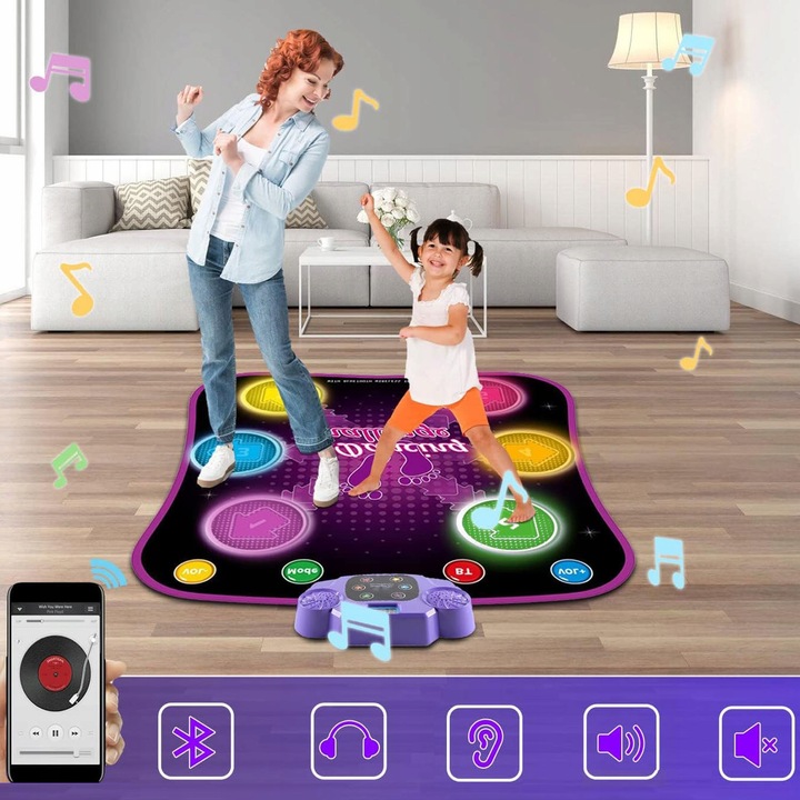 MATA DO TAŃCZENIA MUZYCZNA DLA DZIECI INTERAKTYWNA LED BLUETOOTH 27× POZIOM