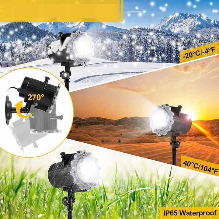 ŚWIĄTECZNY PROJEKTOR LED LASEROWY 16 slajdów 64 MOTYWÓW z pilotem