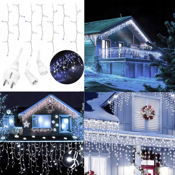 KURTYNA LED SOPLE 23m 500 LED BIAŁY ZIMNY FLASH IP44 LAMPKI ZEWNĘTRZNE