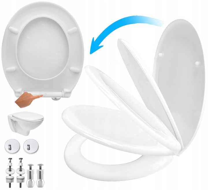 Deska sedesowa wolnoopadająca wypinana UNIWERSALNA owalna WC kołki + śruby