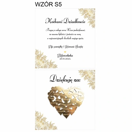 PODZIĘKOWANIE Z OKAZJI KOMUNII ŚWIĘTEJ DLA CHRZESTNYCH DZIADKÓW PUDEŁKO 3D