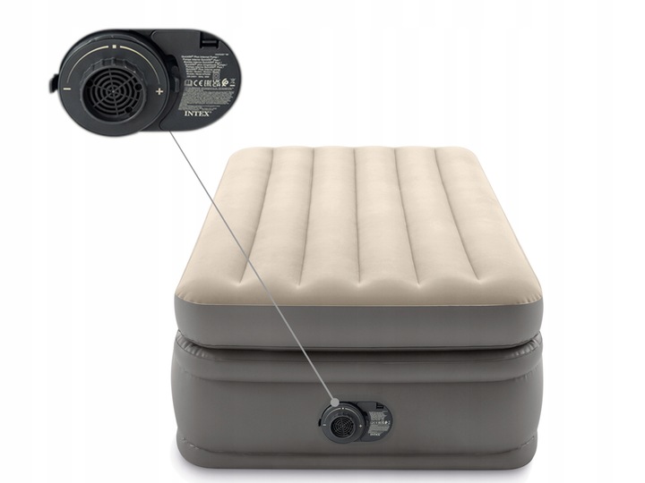 MATERAC DMUCHANY WELUROWY ŁÓŻKO INTEX Z POMPKĄ