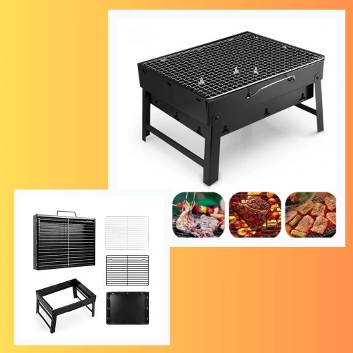 SKŁADANY PRZENOŚNY GRILL TURYSTYCZNY + LATARKA