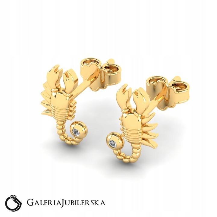 KOLCZYKI ZłOTE SKORPIONY Z CYRKONIAMI