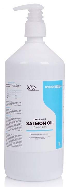OLEJ SZKOCKI Z ŁOSOSIA DLA PSA I KOTA Salmon Oil Omega 3 Omega 6 1000 ml