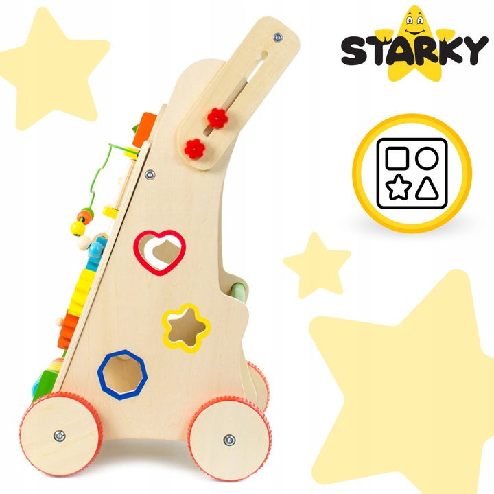 Prezent na roczek jeździk pchacz drewniany chodzik tablica manipulacyjna