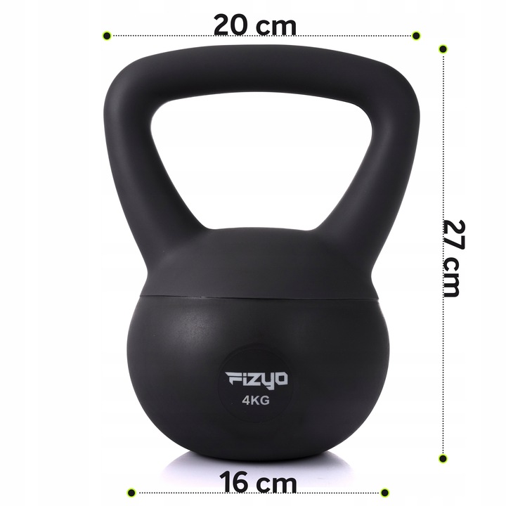 Hantla do Ćwiczeń FIZYO Ciężarek Odważnik Kula Kettlebell Miękki Czarny 4kg