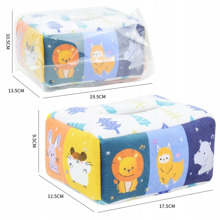 SORTER PUDEŁKO Z CHUSTECZKAMI ZWIERZĄTKA PLUSZOWE MONTESSORI SENSORYCZNE