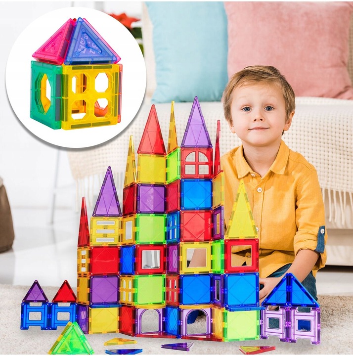 ZESTAW DUŻE KLOCKI MAGNETYCZNE KONSTRUKCYJNE 3D PANELE MAGNETIC TILES 45