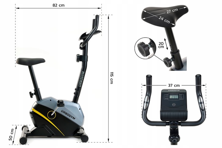 ROWER stacjonarny treningowy URBOGYM OXYGEN YELLOW