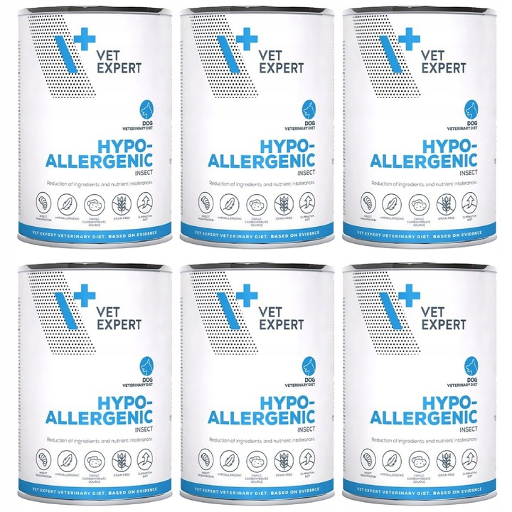 ZESTAW VET EXPERT HYPOALLERGENIC - mokra karma weterynaryjna dla psa 6x400g