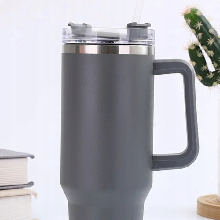 KUBEK TERMICZNY TERMOS ZE SŁOMKĄ STAL NIERDZEWNA DUŻY XXL 1200 ML
