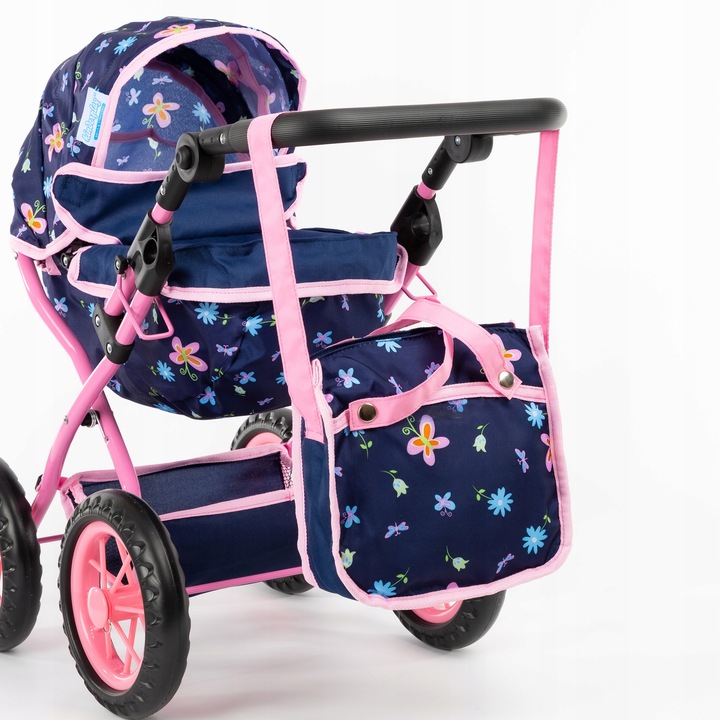 KINDERPLAY WÓZEK DLA LALEK GŁĘBOKI GONDOLA SKŁADANY TORBA REGULOWANA RĄCZKA