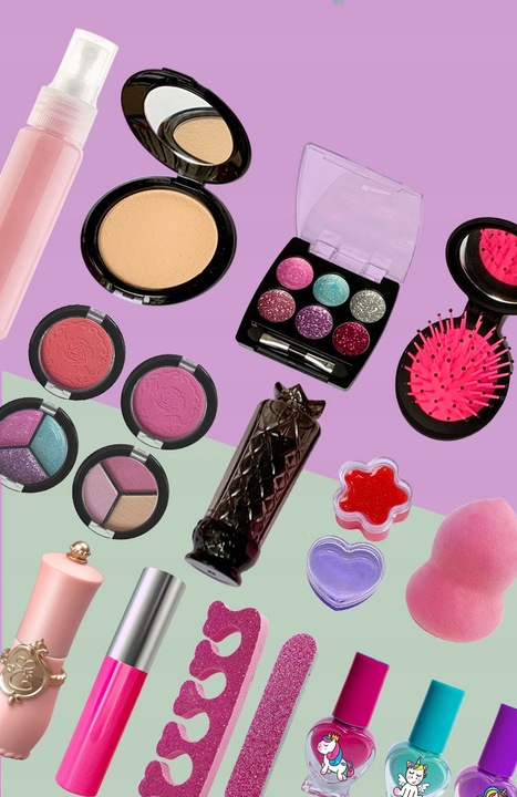 KUFEREK KOSMETYKÓW DO MAKIJAŻU i PAZNOKCI CIENIE MAKIJAŻ DLA DZIEWCZYNKI