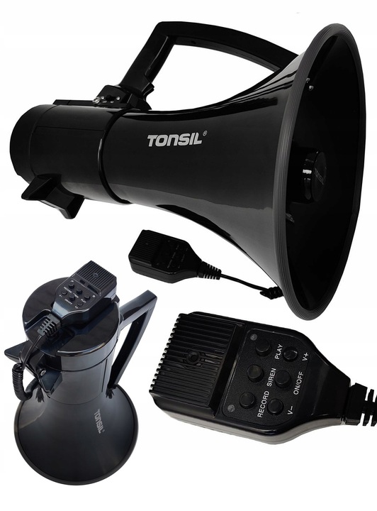 Megafon Tonsil TE 30/20 - Nagrywanie Syrena REC Wersja AKU z Akumulatorem