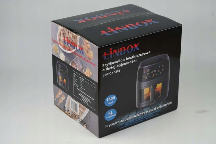 FRYTKOWNICA BEZTŁUSZCZOWA AIR FRYER LINBOX CZARNA