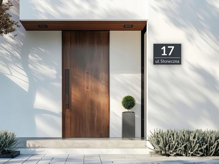 NIERDZEWNY NUMER NA DOM 40x30cm TABLICZKA ADRESOWA ANTRACYT + DYSTANSE