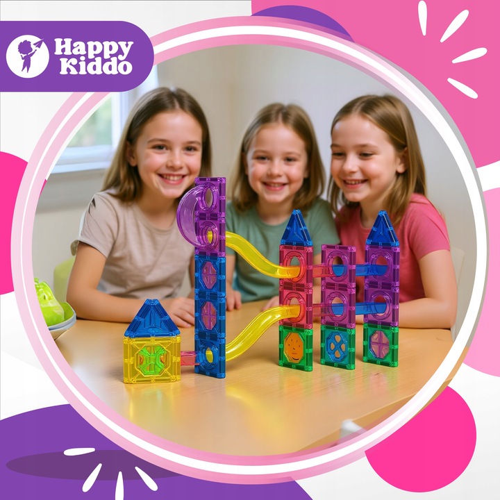 Klocki magnetyczne tor kulkowy kulodrom konstrukcyjne konstrukcyjne 100 ele