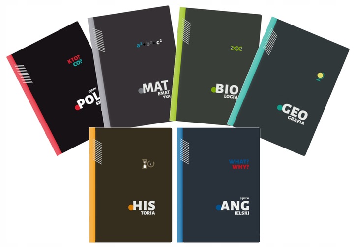 KOMPLET 6 ZESZYTÓW ZE ŚCIĄGĄ A5/60K ŚCIĄGA KOLOROWA 60 KARTEK KLASA 5-6 TOP