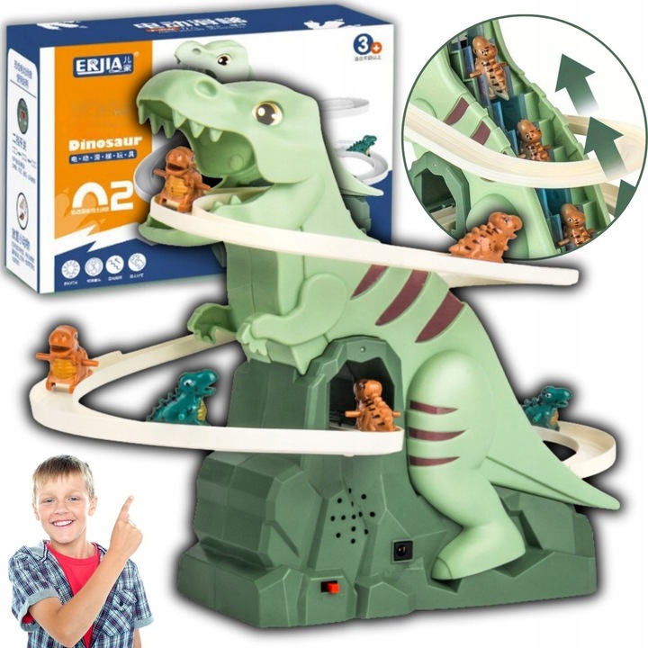 ZABAWKA WSPINAJĄCE SIĘ DINOZAURY ZJEŻDŻALNIA INTERAKTYWNA DINO TOR 2w1