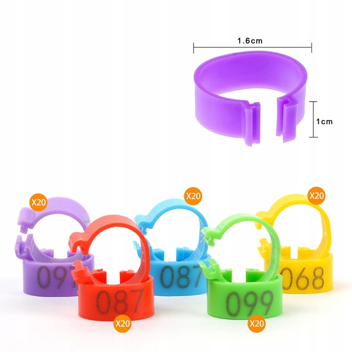 ZNACZNIKI OBRĄCZKI KLIPSY DLA KUR KACZEK GĘSI PTAKÓW 16MM 0.5-2.5kg