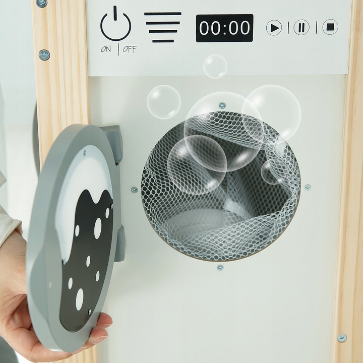 KUCHNIA DREWNIANA INTERAKTYWNA z Pralką Zmywarką Tablica Kredowa dla Dzieci