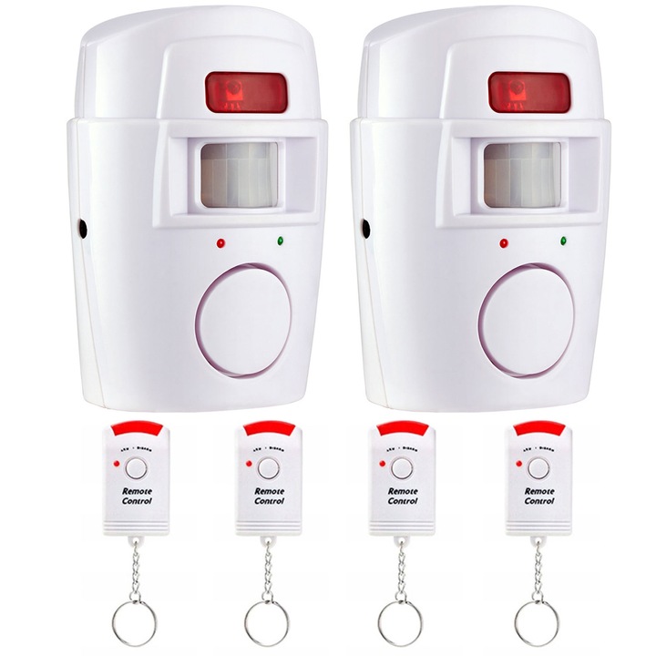 2x ALARM BEZPRZEWODOWY CZUJNIK RUCHU SYRENA NA BATERIE DO DOMU GARAŻU