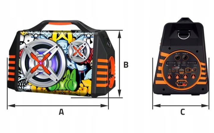 Głośnik Bluetooth Przenośny Karaoke Mikrofon Manta Helios 2 USB, AUX, FM 8h