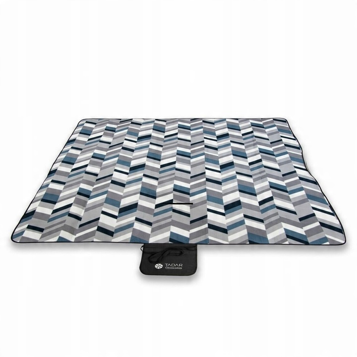 MATA KOC PIKNIKOWY Z TERMO IZOLACJA 200X200CM SZARO GRANATOWY