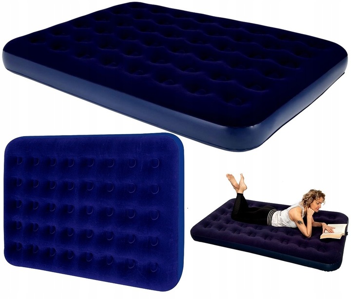 MATERAC DWUOSOBOWY WELUROWY DMUCHANY 192x135x22 cm