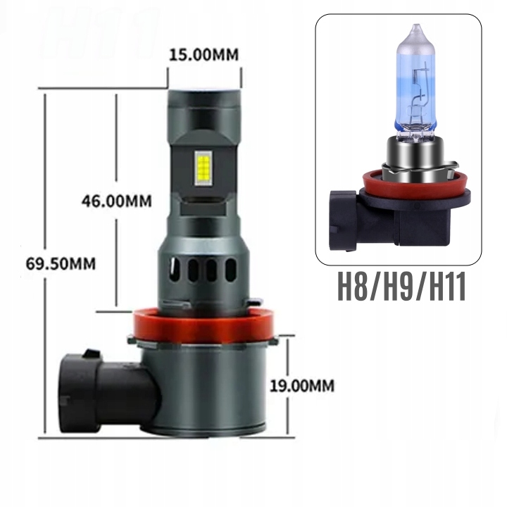 Żarówki LED H11 canbus 1:1 bardzo MOCNE 6000K nowa generacja diod LED CSP