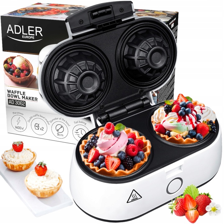 Wypiekacz do miseczek waflowych Adler AD3062 1400W Nieprzywierająca powłoka