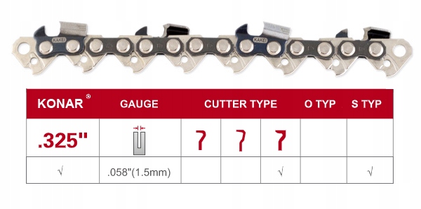 ŁAŃCUCH KONAR 325 1,5mm 64 ogniwa WZMACNIANY