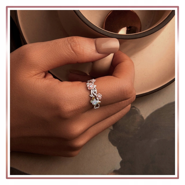 Srebrny Pierścionek Otwarty ZAPACH WIOSNY S925