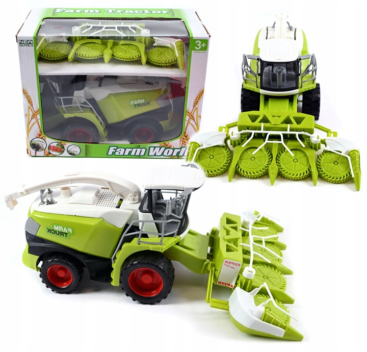 DUŻY KOMBAJN DO KUKURYDZY HEDER RUCHOME ELEMENTY ZIELONA MASZYNA ROLNICZA